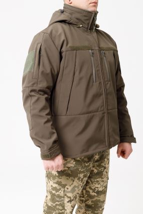Куртка хакі чоловіча водовіштовхувальна і вітронепроникна із softshell